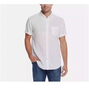 NEW Weatherproof Vintage Men's XL Original White Linen Blend Short Sleeve Shirt